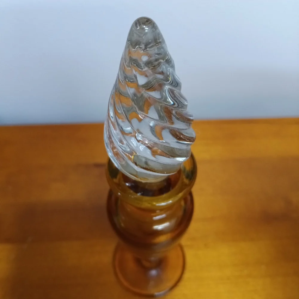 Vintage Amber Glass Perfume Bottle 7 inches Tall - Picture 2 of 4